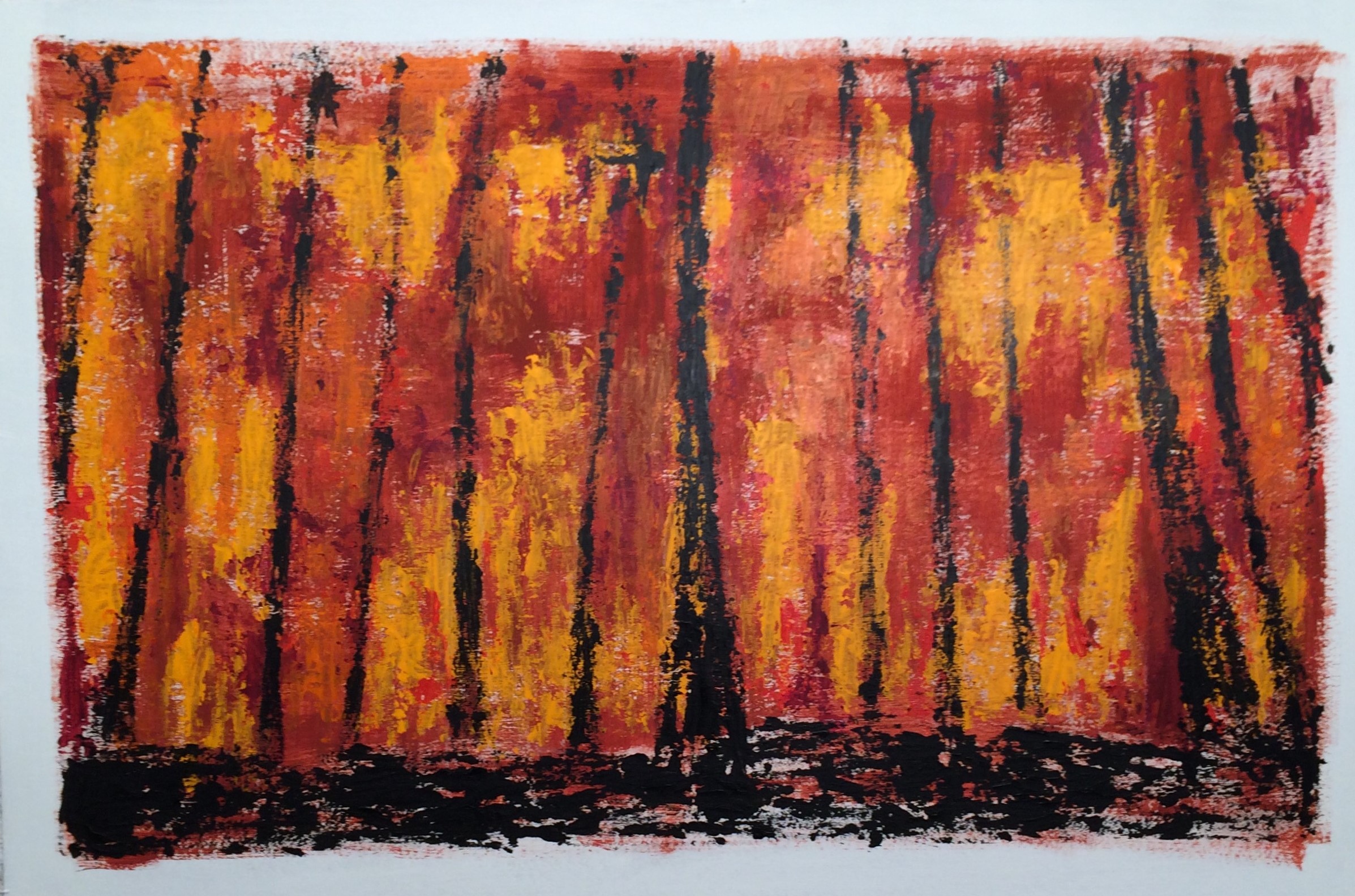 N° 2437 - Forêt - Acrylique et pigments sur carton - 80 x 120 cm - 3 mai 2016